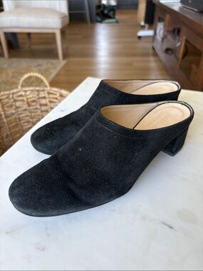 Everlane Black Suede Slip-On Mule Heels